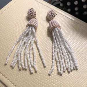 White and gold tassel earrings